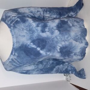 AEO American Eagle  Size Large Blue White Tie Dye Sweater Knit Y2K